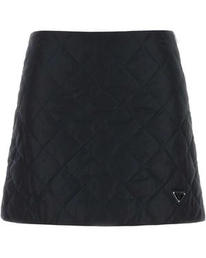 Prada Dark Re-Nylon Skirt in Black | Lyst