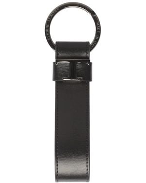 Tod's Logo Leather Keyring - Black