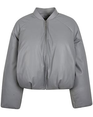 Loewe Leather Padded Bomber Jacket - Gray