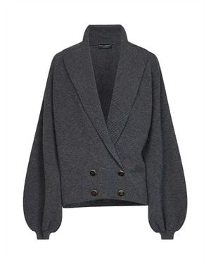 Dolce & Gabbana Gunmetal Virgin Wool Knit Cardigan - Gray