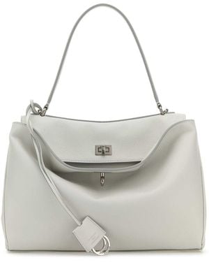 Balenciaga Chalk Leather Medium Rodeo Handbag - Grey
