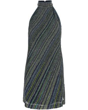 Missoni Sleeveless Sequin Viscose Dress With Cut-Out - Blue