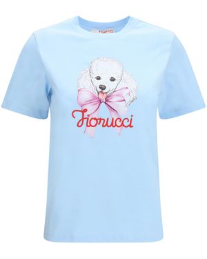 Fiorucci Regular Poodle-Logo T-Shirt Cotton T-Shirts - Blue