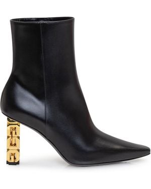 Givenchy 4g Cube Heel Pointy Ankle Boot In Black Leather