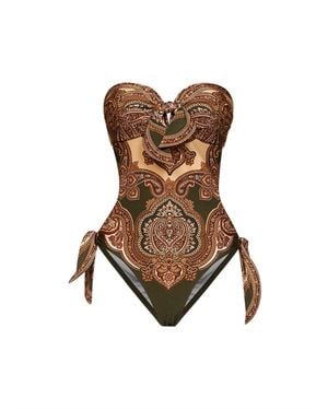 Zimmermann Paisley-Print Lycra Mahon One-Piece Swimsuit - Brown