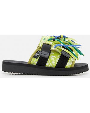Alanui Suicoke X Moto Fringed Slippers - Green