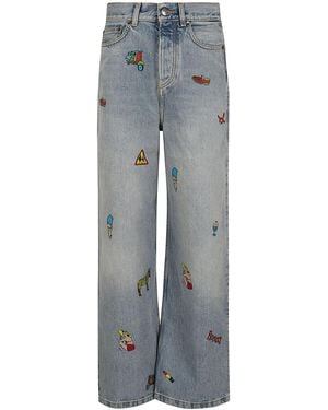 Fiorucci Light Comic Toys Print Baggy Jeans - Gray