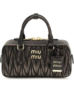 Miu Miu Handbag Arcadie Quilted Nappa Leather Lamb Handbags - Black