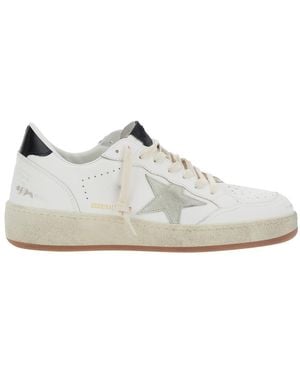 Golden Goose Ballstar 2 Low Top Trainers With Star Patch On The Side And Laminated Heel - White