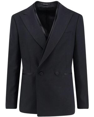 Tagliatore Stretch Viscose And Silk Blazer - Blue