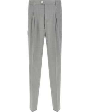 Brunello Cucinelli Virgin Wool Dress Trousers - Grey