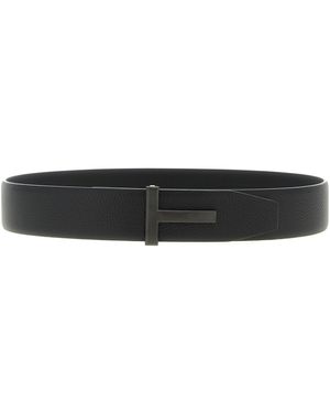 Tom Ford Hammered Leather Belt - Black