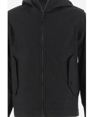 Stone Island Hooded Stretch Cotton Jacket Cotton; Elastane - Black