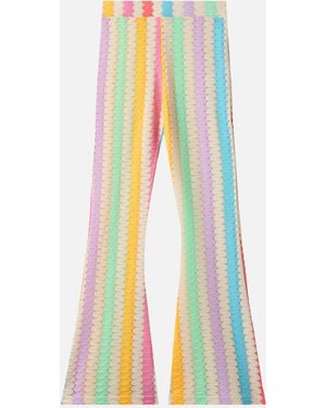 MC2 Saint Barth Flared Raschel Trousers Gwenda Jr With Vertical Chevron Pattern - White