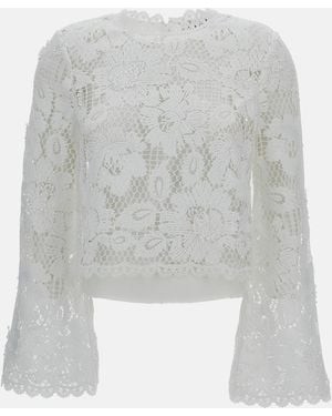Self-Portrait Crochet Lace Top - White