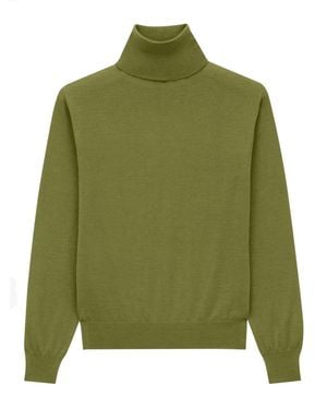 Saint Laurent Cashmere, Wool, And Silk Turtleneck Pullover Sweaters - Green