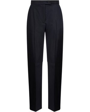 KHAITE Pinstriped Stretch Wool Jude Pants - Blue