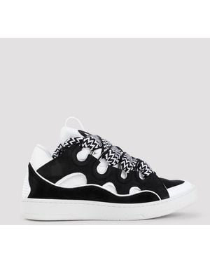 Lanvin Suede Leather Curb Trainers - Black