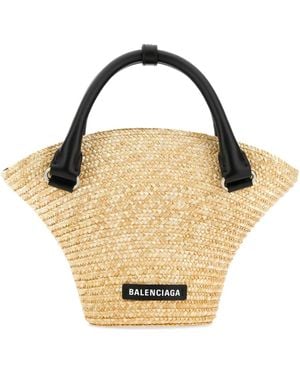 Balenciaga Straw Mini Beach Handbag - Metallic