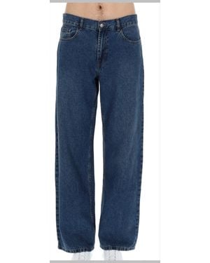 Palm Angels Jeans Curved Logo Cotton - Blue