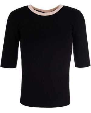 Elisabetta Franchi Knit Top With Viscose Bands-Butter Main: Jumpers - Black