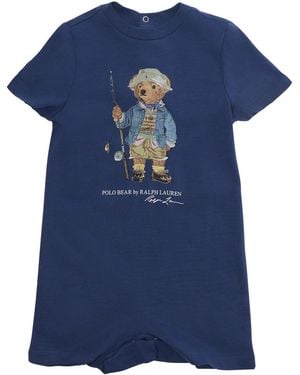 Polo Ralph Lauren Baby Cotton Romper Jumpsuits - Blue
