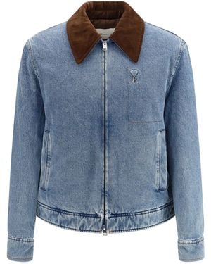 Ami Paris Ami De Coeur Denim Jacket - Blue