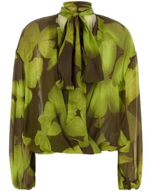 Blumarine Printed Georgette Blouse - Green