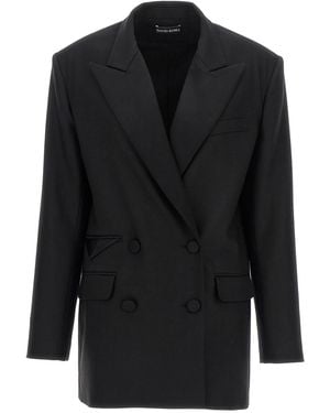 David Koma Tailored Tuxedo Double-Breasted Blazer - Black