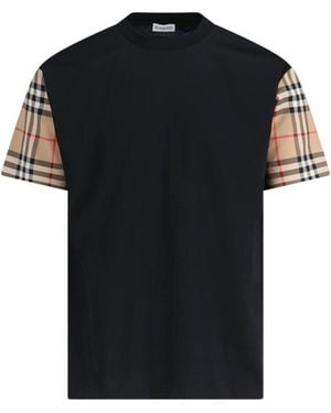Burberry Net Sustain Checked Poplin-Trimmed Cotton-Jersey T-Shirt - Black