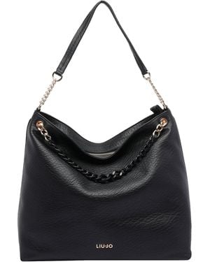 Liu Jo Medium Logo Hobo Bag - Black