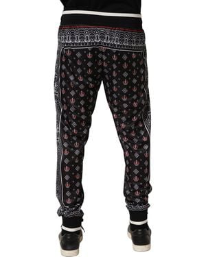 Dolce & Gabbana Bandana Crown Jogger Trouser Trousers Polyester - Black