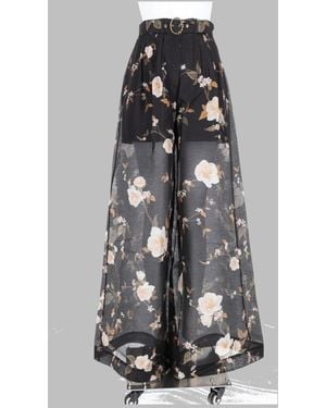 Zimmermann Pleated Ascent Trousers Linen Silk - Grey