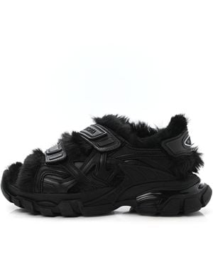Balenciaga Faux-Fur Track Sandals - Black