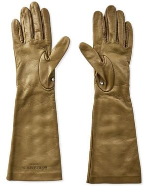 Bottega Veneta Embossed Logo Studs Leather Accessories Gloves - Green