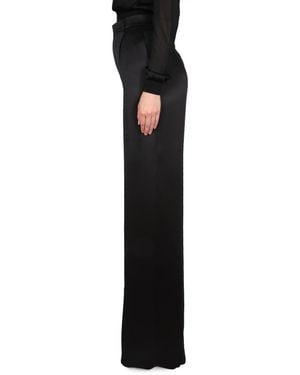 Saint Laurent Satin Flared Trousers Silk Trousers - Black