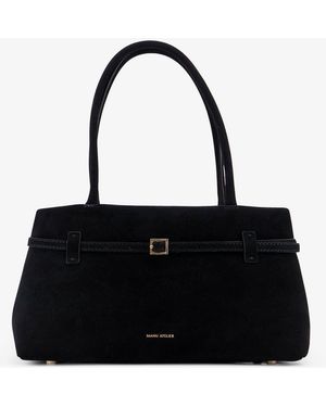 MANU Atelier East West Le Cambon Suede Shoulder Bag - Black