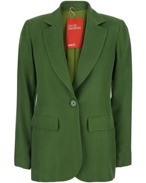 ..,merci Avocado Jacket With Front Closure And Fabric Pockets For Blazers - Green