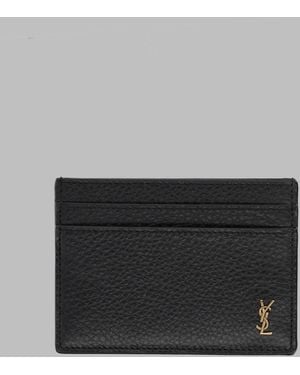 Saint Laurent Cardholder Tiny Cassandre Calfskin Calf Leather Wallets & Purses - Black