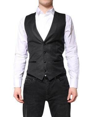 Dolce & Gabbana Wool Waistcoat Dress Formal Vest - Black