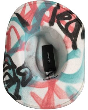 Dolce & Gabbana Graffiti Wide Brim Fedora Capello Hat Virgin Wool - Gray