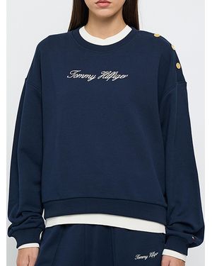 Tommy Hilfiger Btn Script Terry Swtsrt - Blue