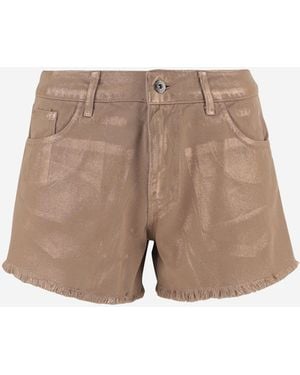 DON'T @ ME Cotton Shorts, Fringed Hem - Natural