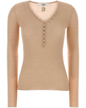 Chloé Wool T-Shirt - Natural