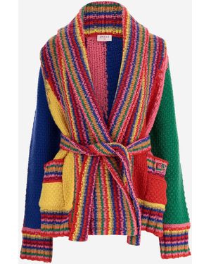 PUCCI Wool Colour Block Cardigan - Red
