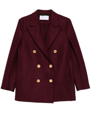 Harris Wharf London Wool Double-Breasted Coat - Red