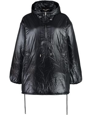 Saint Laurent Nylon Windbreaker Jacket Polyester; Polyamide Trench & Raincoats - Black