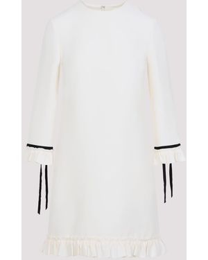 Valentino Virgin Wool Mini Dress - White