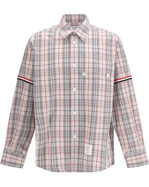 Thom Browne Check Shirt With Tartan Pattern Fabric - White