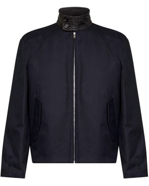Bottega Veneta Midnight Cotton Gabardine Harrington Jacket - Blue